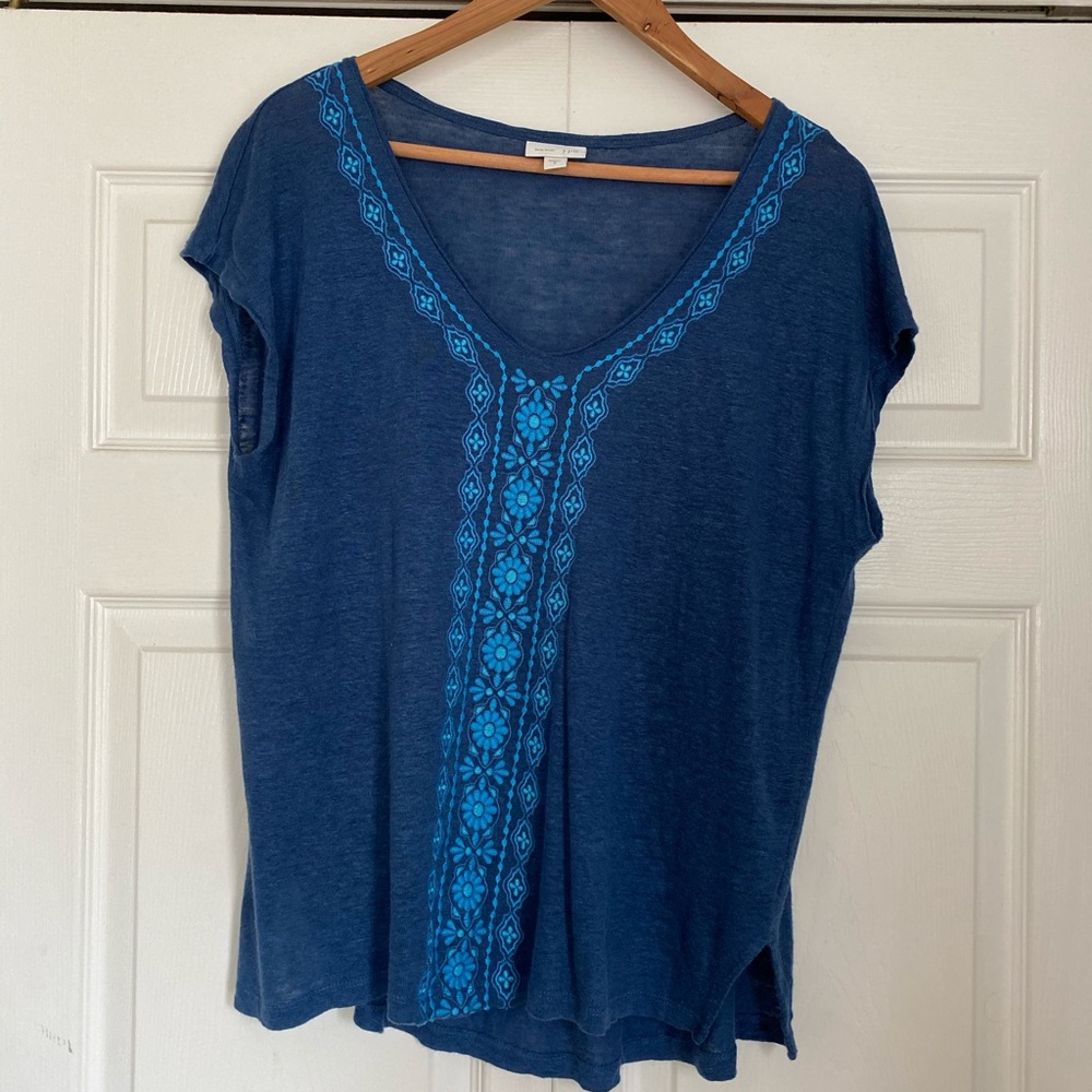 Embroidered Linen Tunic Top